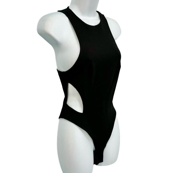 Atoir Black Bianca Racerback Stretchy Scuba Fabric Side Cutouts Bodysuit Sz 2 - Picture 9 of 12